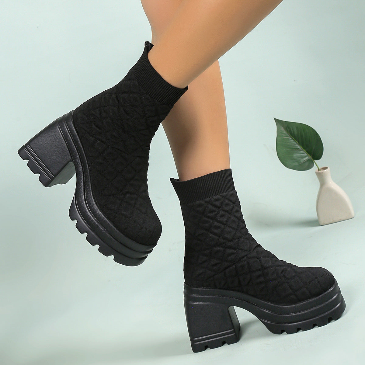 Flying Woven Ankle High-top Stretch Socks Boots