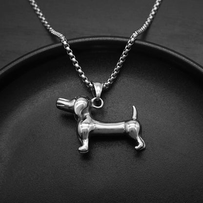 Pet Dog Dachshund Pendant Men's Titanium Steel Necklace