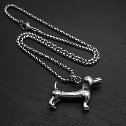 Pet Dog Dachshund Pendant Men's Titanium Steel Necklace