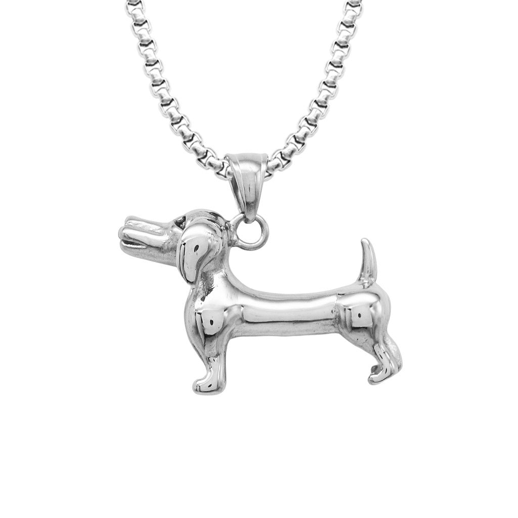 Pet Dog Dachshund Pendant Men's Titanium Steel Necklace