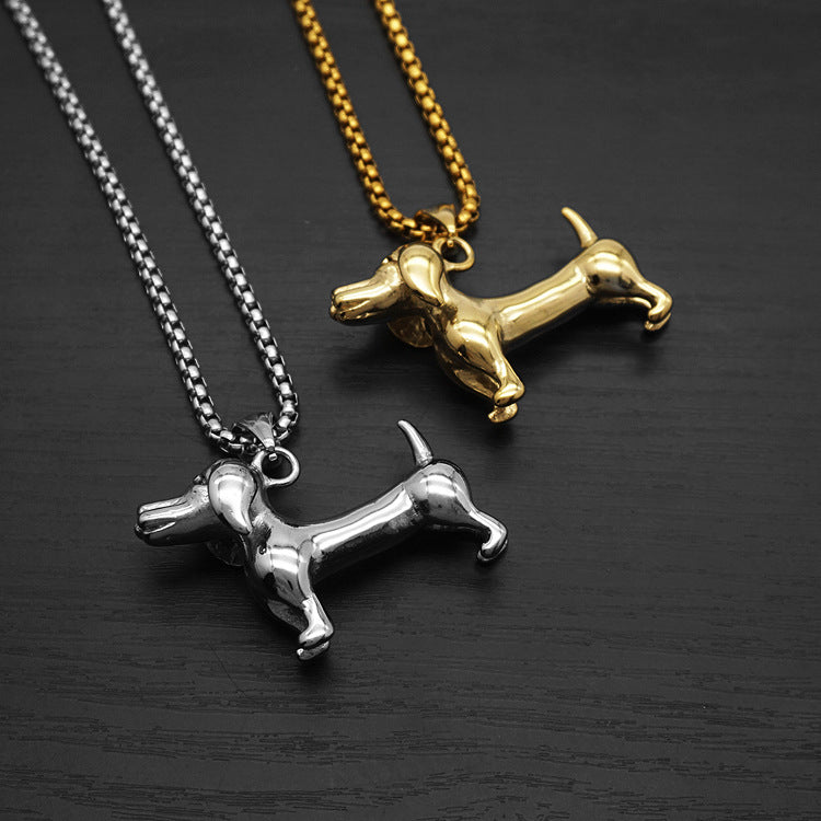 Pet Dog Dachshund Pendant Men's Titanium Steel Necklace