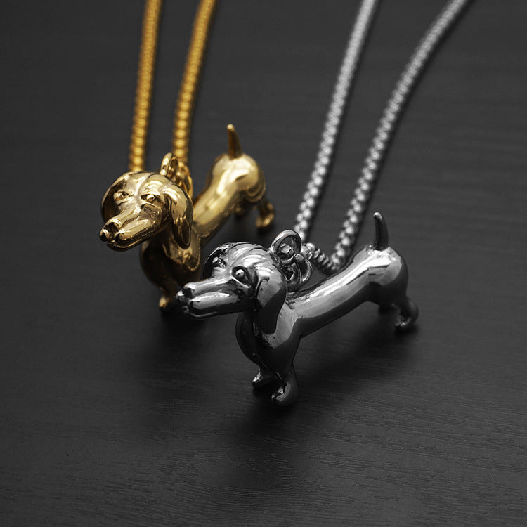 Pet Dog Dachshund Pendant Men's Titanium Steel Necklace