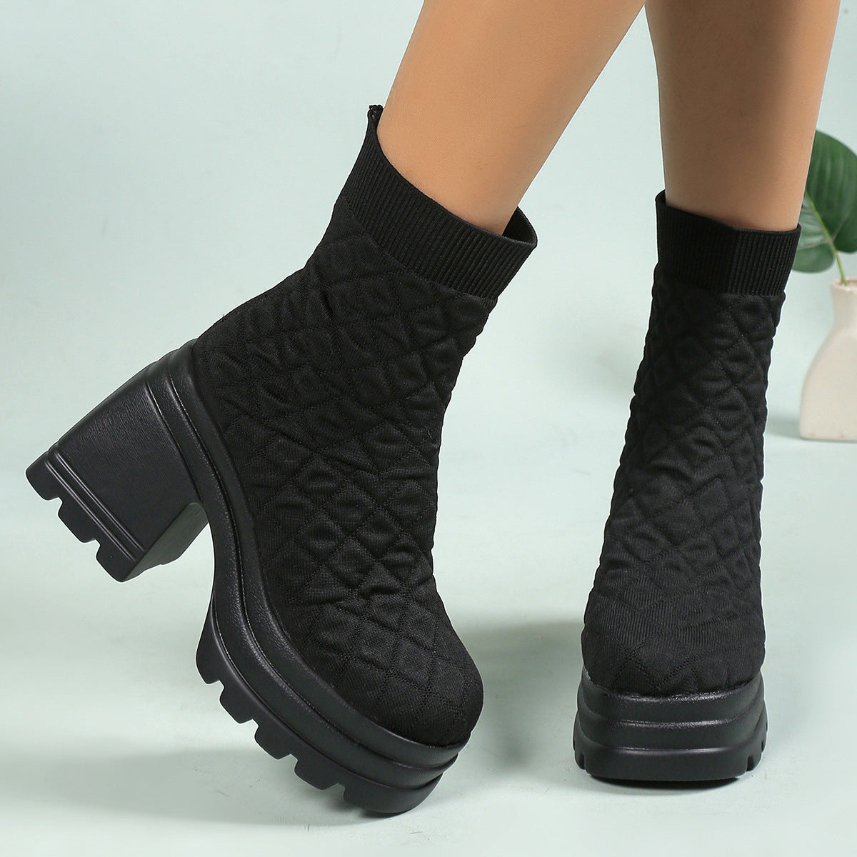 Flying Woven Ankle High-top Stretch Socks Boots